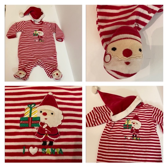 💟 Sale $9 Santa Suit for Baby w/ Santa Hat…Soft Snuggly Velour!!! - Picture 4 of 6
